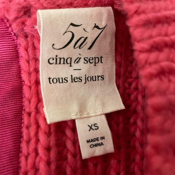 Cinq A Sept Pink Mari Sweater Bow Back Size XS Oversized - Picture 4 of 9